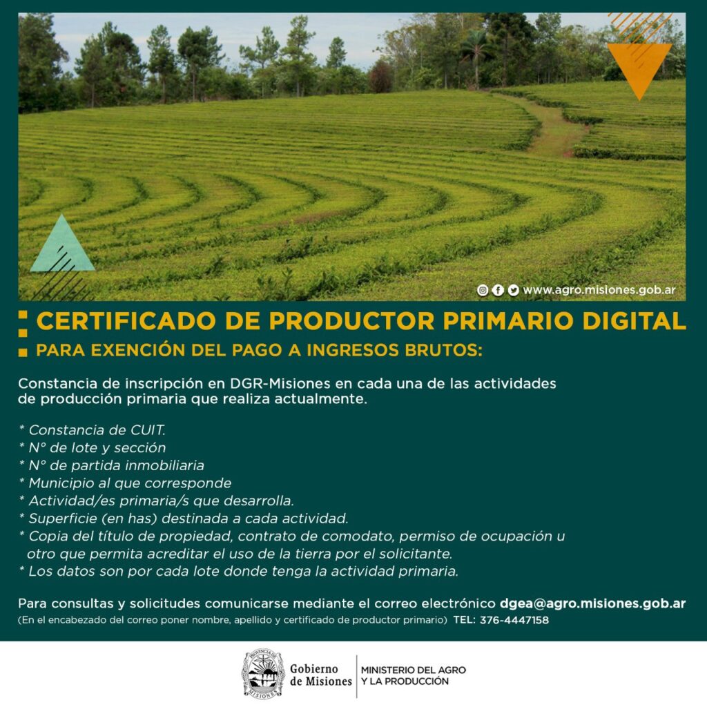 Continúan abiertas las inscripciones para la emisión de certificado de productor primario digital