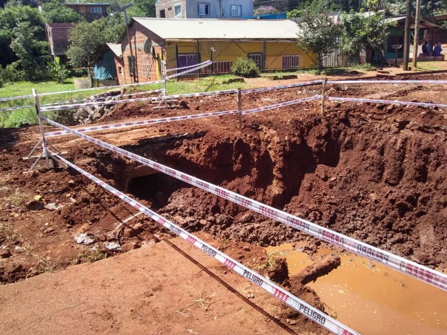 En Oberá continúan los trabajos de reparación del puente sobre la calle Alfredo Palacios