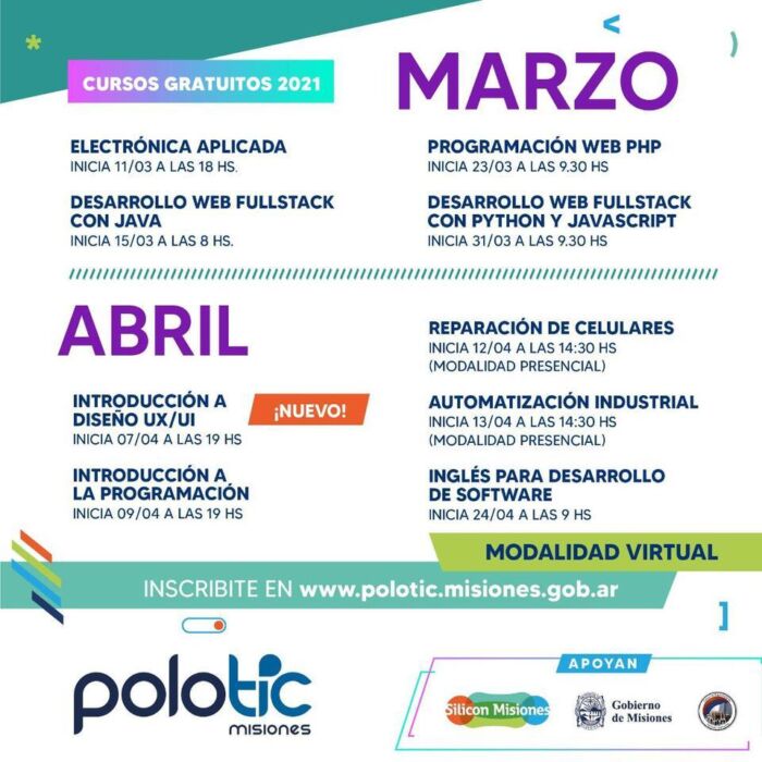 El Polo Tic Misiones lanza una serie de cursos para marzo y abril