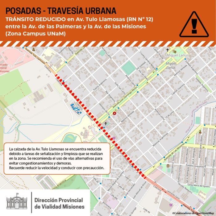 Travesía Urbana: advierten sobre calzada reducida en zona Campus