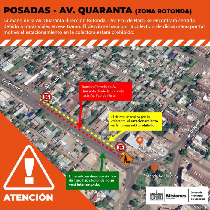 Travesía Urbana de Posadas: transitan con restricciones en Quaranta entre Uruguay y Francisco de Haro