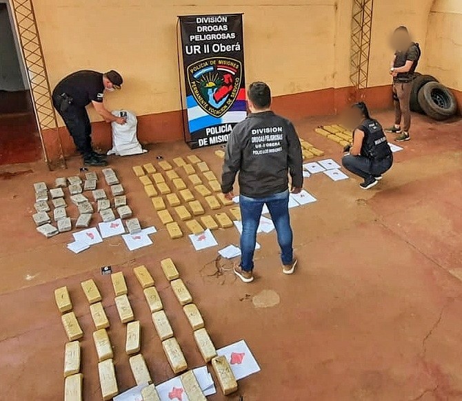 Policías decomisaron más de 100 kilos de marihuana en un eucaliptal de Oberá